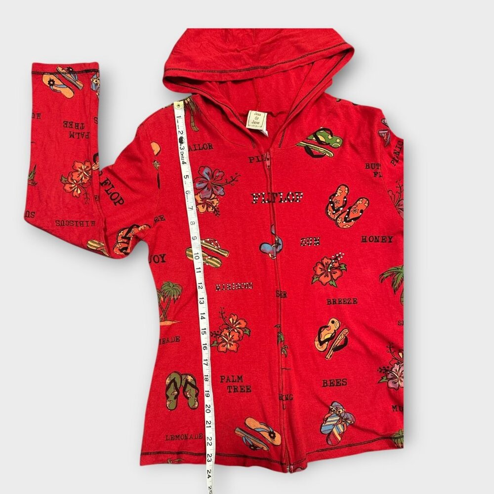 Vintage Jess & Jane Full Zip Hoodie Asian Art Y2K Flipflop - Picture 5 of 7